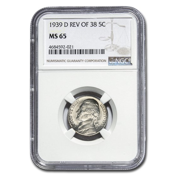 1939-D Jefferson Nickel Rev of 38 MS-65 NGC 1939-D Jefferson Nickel Rev of 38 MS-65 NGC